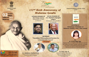 India@75: Webinar on “Gandhian Philosophy and Resolve for Sustainable Future” and Book Release of Vietnamese Translation of Mahatma Gandhi's "Hind Swaraj"